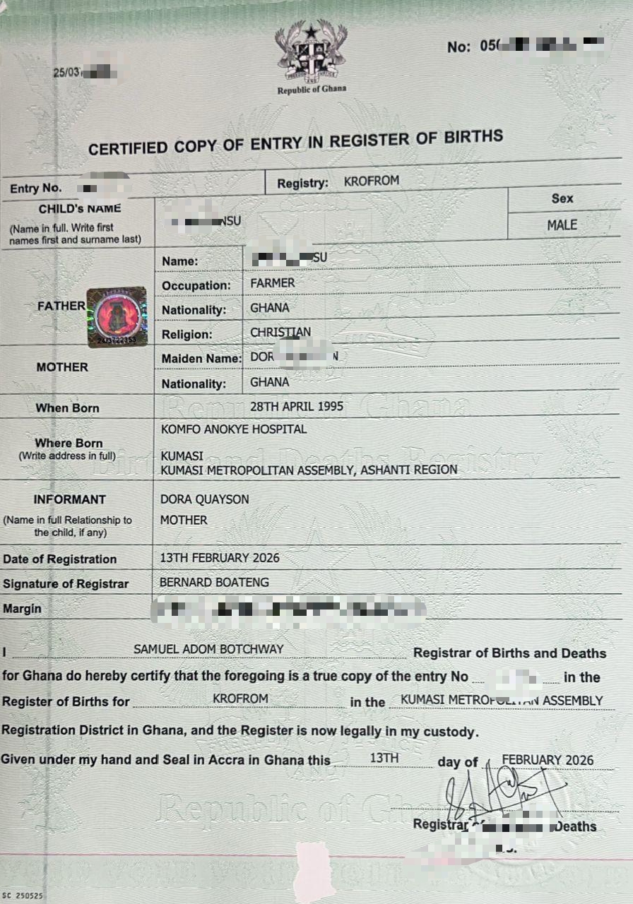 BIRTH CERT REGISTRATION